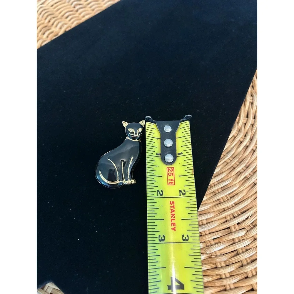 Vintage SFJ Steinmetz Black Cat Pin Enamel Halloween Brooch